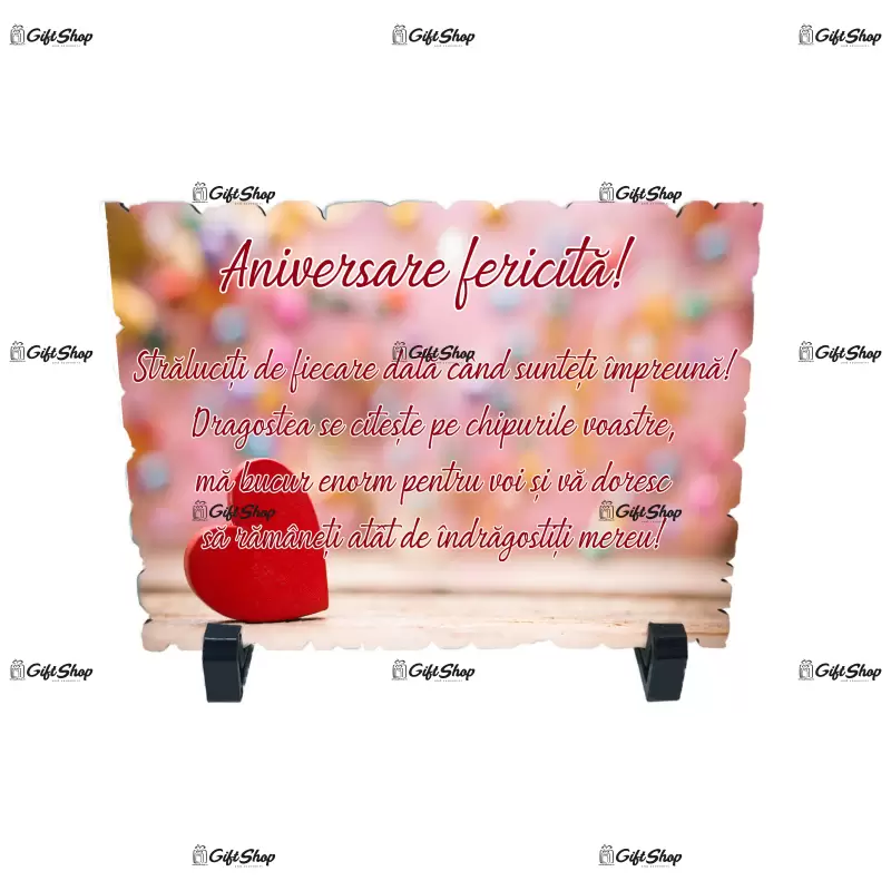 Aniversare fericita, placheta cu mesaj, model a